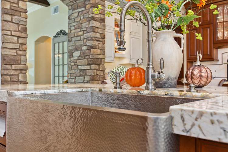 Doesn’t this family’s Fall decor compliment their new stonework well? #dreamkitchen #kitchenremodel #remodeling