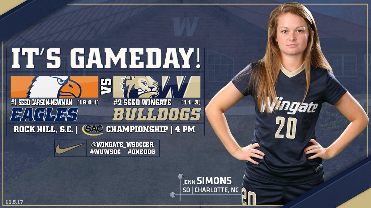 WU_Bulldogs's tweet photo. CHAMPIONSHIP GAMEDAY for @Wingate_WSoccer !! #WUWSOC faces #2 Carson-Newman in SAC title match at 4!

#GDC | https://t.co/lFKdTIqelD
#OneDog https://t.co/g00v1W0hVR