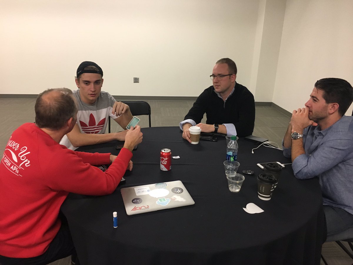 YIDeveloper's tweet photo. We had people hacking all night at the #CFHhackathon! Look forward to seeing the ideas today. @CarolinaFintech @OracleFS #FinTech https://t.co/5R6SPjmPMY