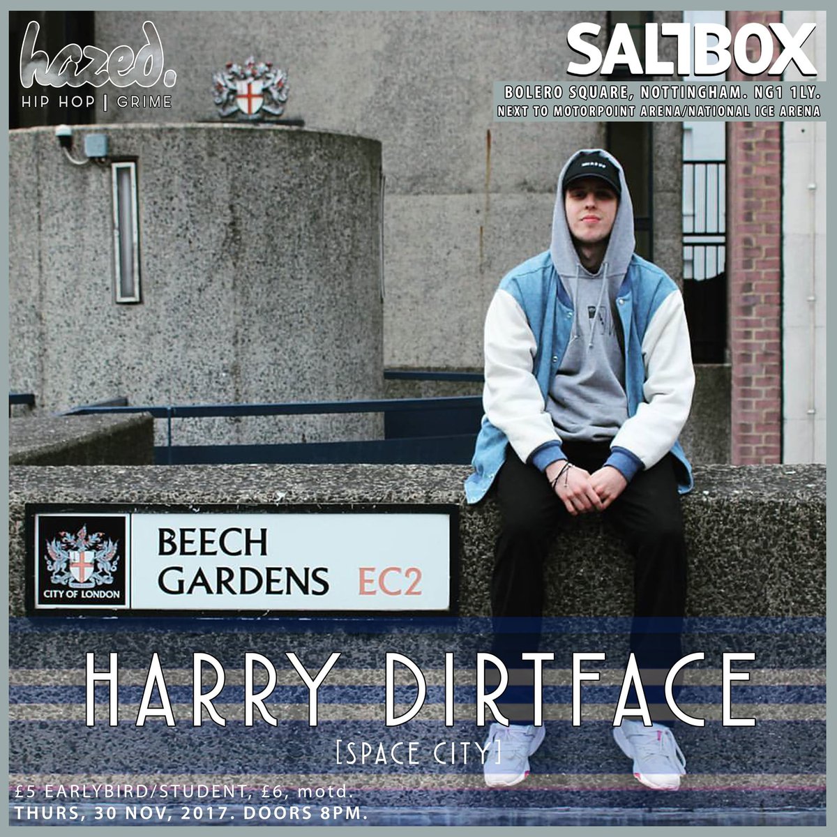 Space City stalwart, Harry Dirtface, joins the hazed.001 line-up!!! 
30.11.17 at <a href="/SaltboxNotts/">Salt Box</a>
facebook.com/events/1244405…
#hazed #Nottingham