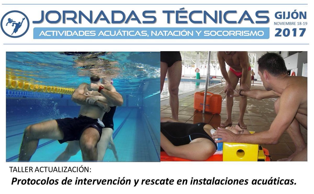 JornadasAANS's tweet photo. Taller de actualización "Protocolos de intervención y rescate en instalaciones acuáticas" Descubre mas talleres en https://t.co/TMmt9kPQsF https://t.co/3SW5yrMvQz