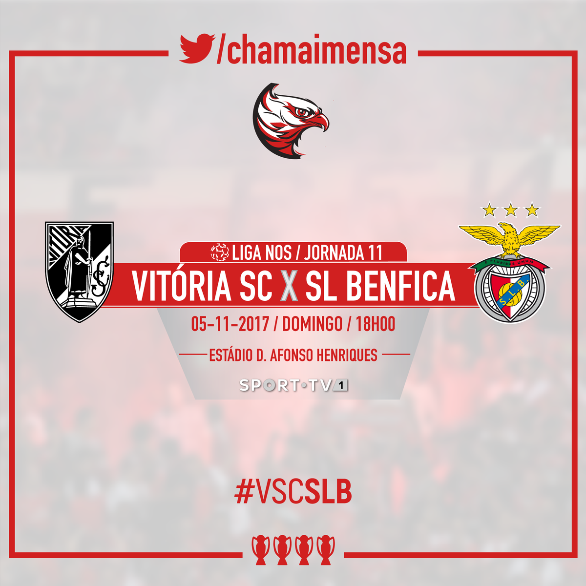 ChamaImensa's tweet photo. 🏆 #LigaNOS / Jornada 11
⚽️ Vitória SC – @SLBenfica
🏟️ Estádio D. Afonso Henriques
🗓️ Hoje
🕕 18h00
📺 SPORT TV 1
⚪ #VSCSLB
#️⃣ #RumoAoP3n7a https://t.co/bMvqssvIuT