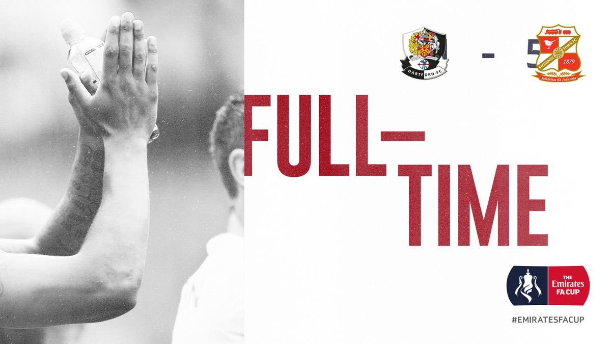 dartfordfc's tweet photo. Dartford FC 1 - 5 Swindon Town FC
'83 Sho-Silva
Attendance 2705
Man of the Match Lee Noble
#EmiratesFACup #DartsFC https://t.co/bPCVm9fvas
