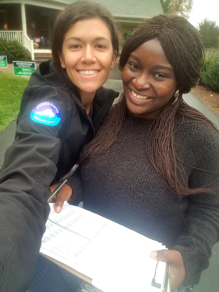 michelleabil's tweet photo. Canvassing in the rain with @tattlingtemi for Ralph Northam and it feels just like home #GameOnVA #virWinia https://t.co/RVTQVeNYyT