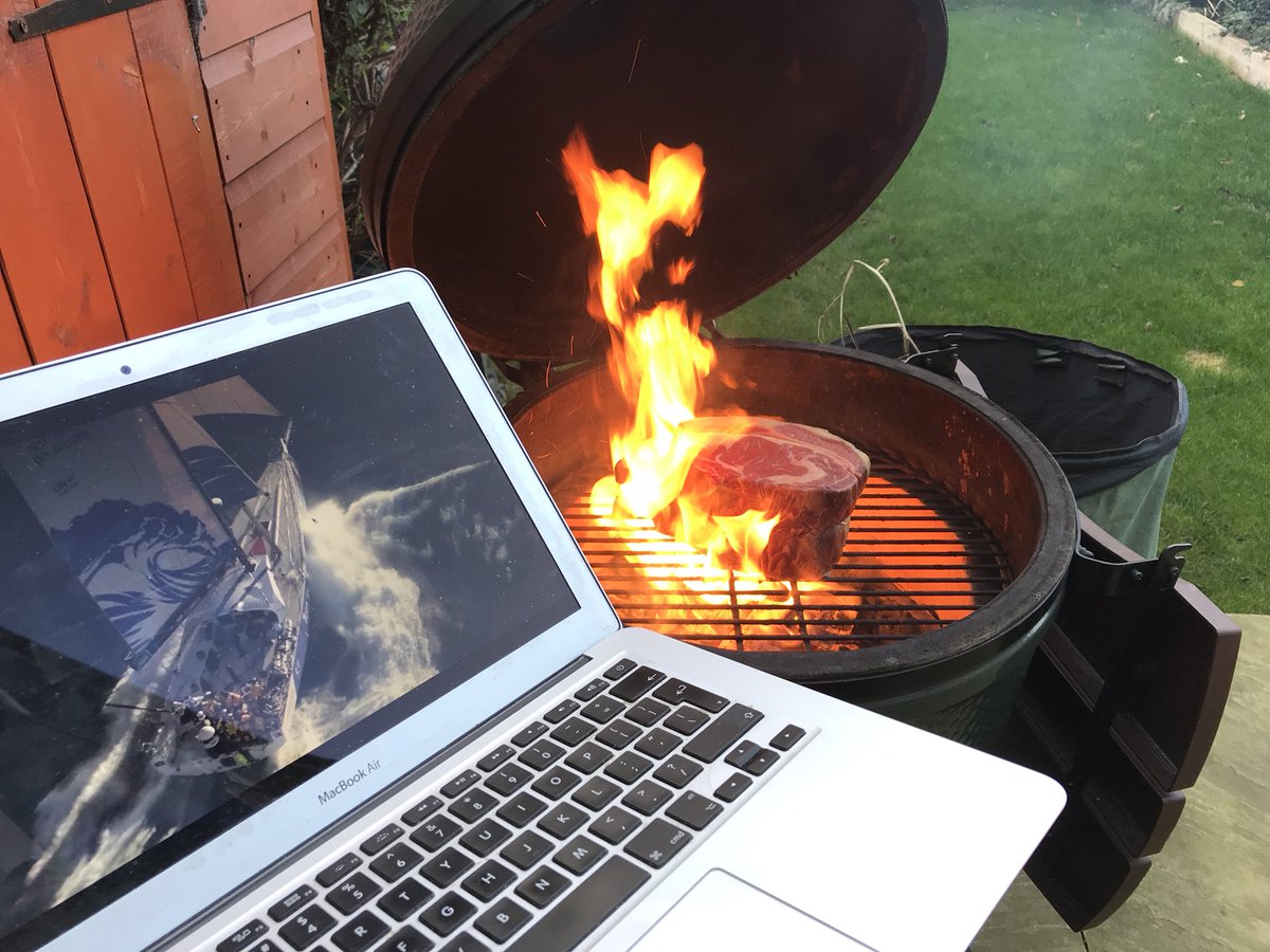 JockeyWilson's tweet photo. @britishracingg love the extra heli coverage. But messed up the Sunday bbq timings #vor2017 #multitasking https://t.co/NRoM2LHJoT