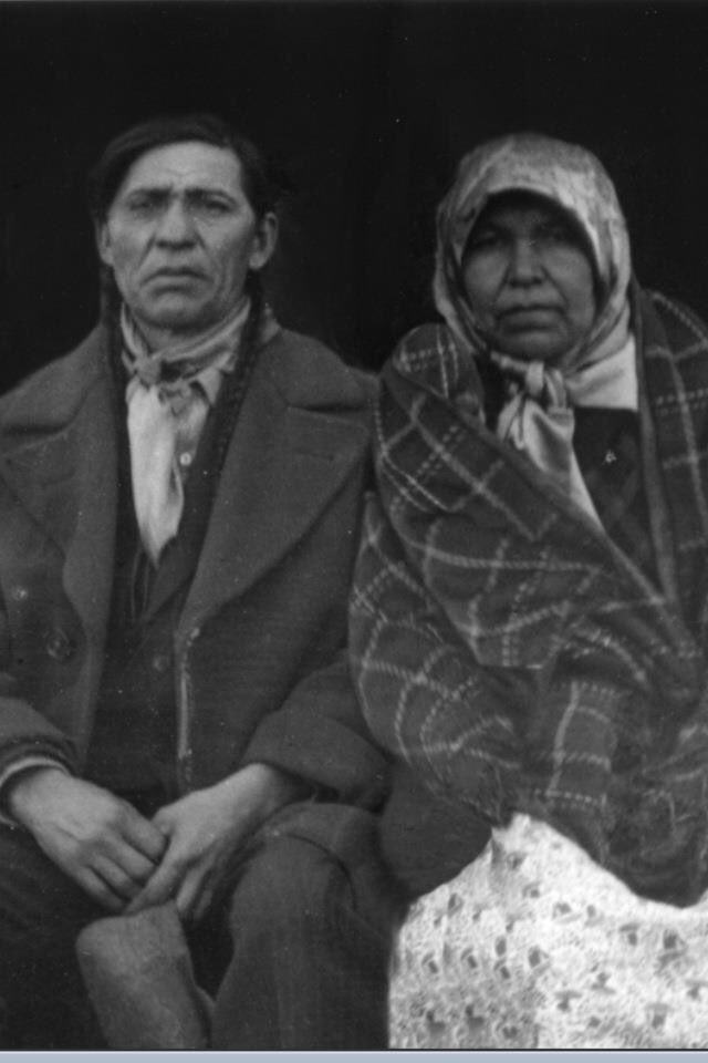 This is a photo of my great kokom and mosom Sarah and Jo Buffalo on my mom's side. I'm learning about my family tree #CreeGenes <a href="/SamsonCree/">Samson Cree Nation</a>