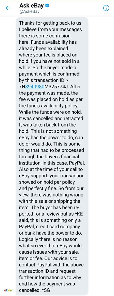 anikpezie's tweet photo. @AskeBay says @eBay had payment when I was told to ship. Yet they claim no responsibility to ensure I get my money #NoSellerProtection https://t.co/zlVlpXNUtk