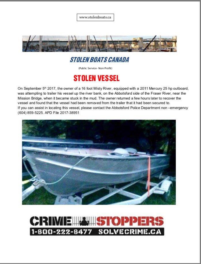 JamieJGibson4's tweet photo. #stolenboatscanada @SolveCrime @PortVancouver @AbbyPoliceDept @MissionRCMP  @VPDMarineUnit https://t.co/rBOLAmECMq https://t.co/uJGCtGBNhz