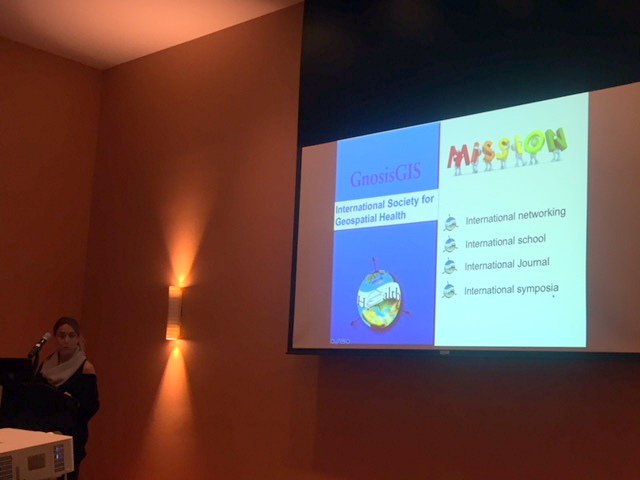 GnosisGIS's tweet photo. Our president, Laura Rinaldi, rounding off this yrs #geospatialhealth symposium, stating the mission of @GnosisGIS https://t.co/cD3nABUVXs