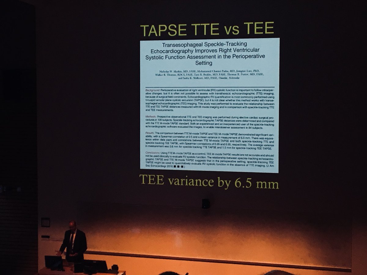 pperezde's tweet photo. Desjardins: TAPSE not a good method for perioperative TEE assessment of the RV #15thTEE #TEE #CVanesthesia https://t.co/BeMBIPWpds
