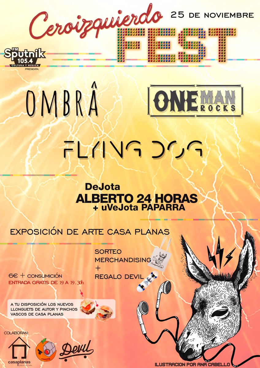 cerOIzquierdo's tweet photo. 25 de noviembre en @casa_planas. No te pierdas el @cerOIzquierdo FEST by @sputnikportal CON @ombratheband #ONEMANROCKS Y @FlyingDog_ https://t.co/xAA8elWWfr