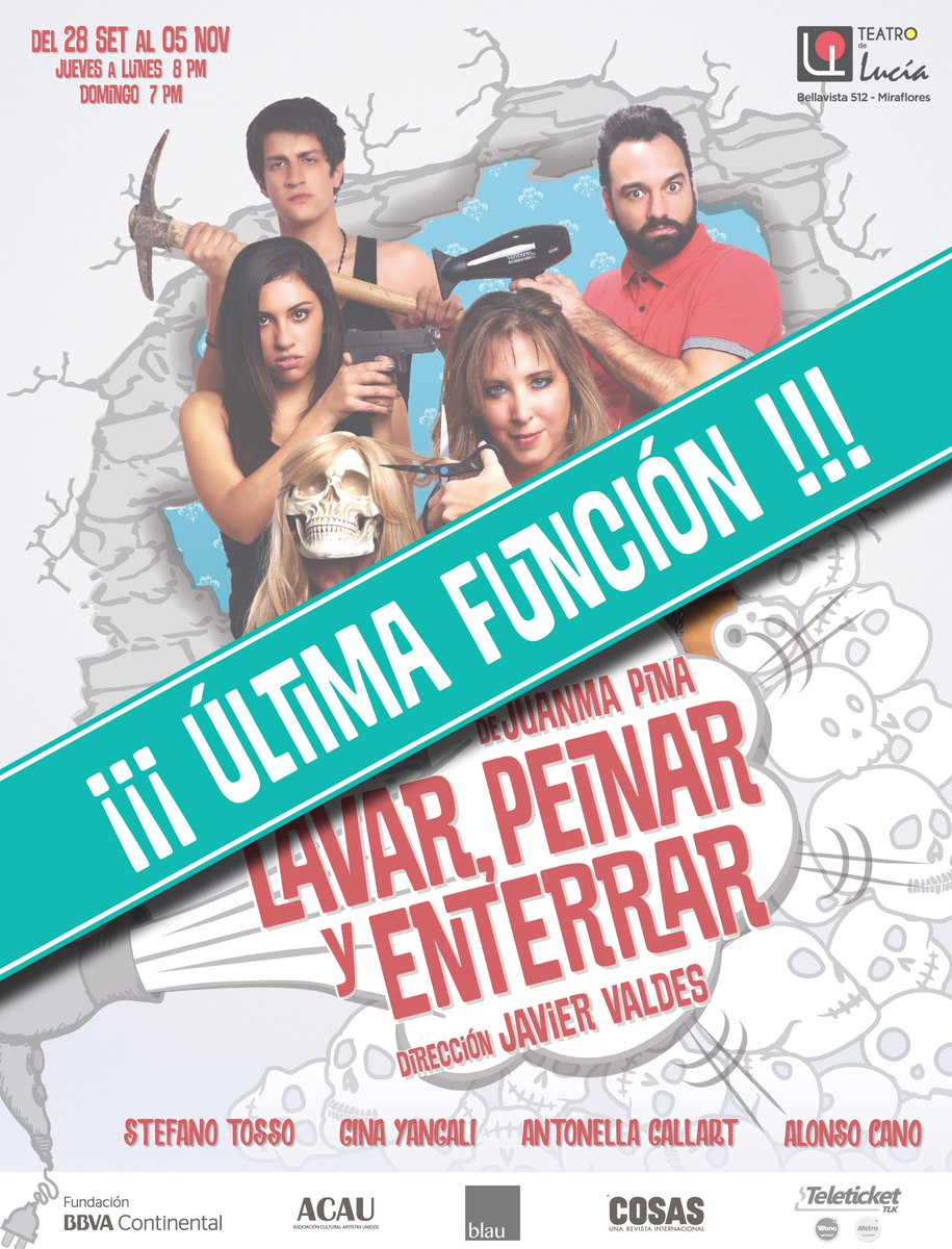 Hoy última función 7pm. Entradas en <a href="/teleticketperu/">Teleticket</a> y boletería.
<a href="/blauproduccion/">Blau Producciones</a> <a href="/ButacaCentralPe/">Butaca Central</a> <a href="/popartcultural/">𝗣𝗢𝗣 𝗔𝗥𝗧</a> @HoyEnLima @outsidersguia