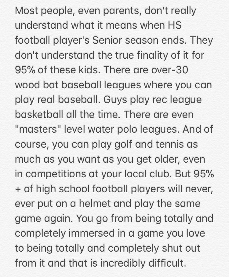 CoachKHaugh's tweet photo. When the season ends for the senior high school football player, it is far more difficult than those who have never been there realize... https://t.co/Q403wBPiAZ
