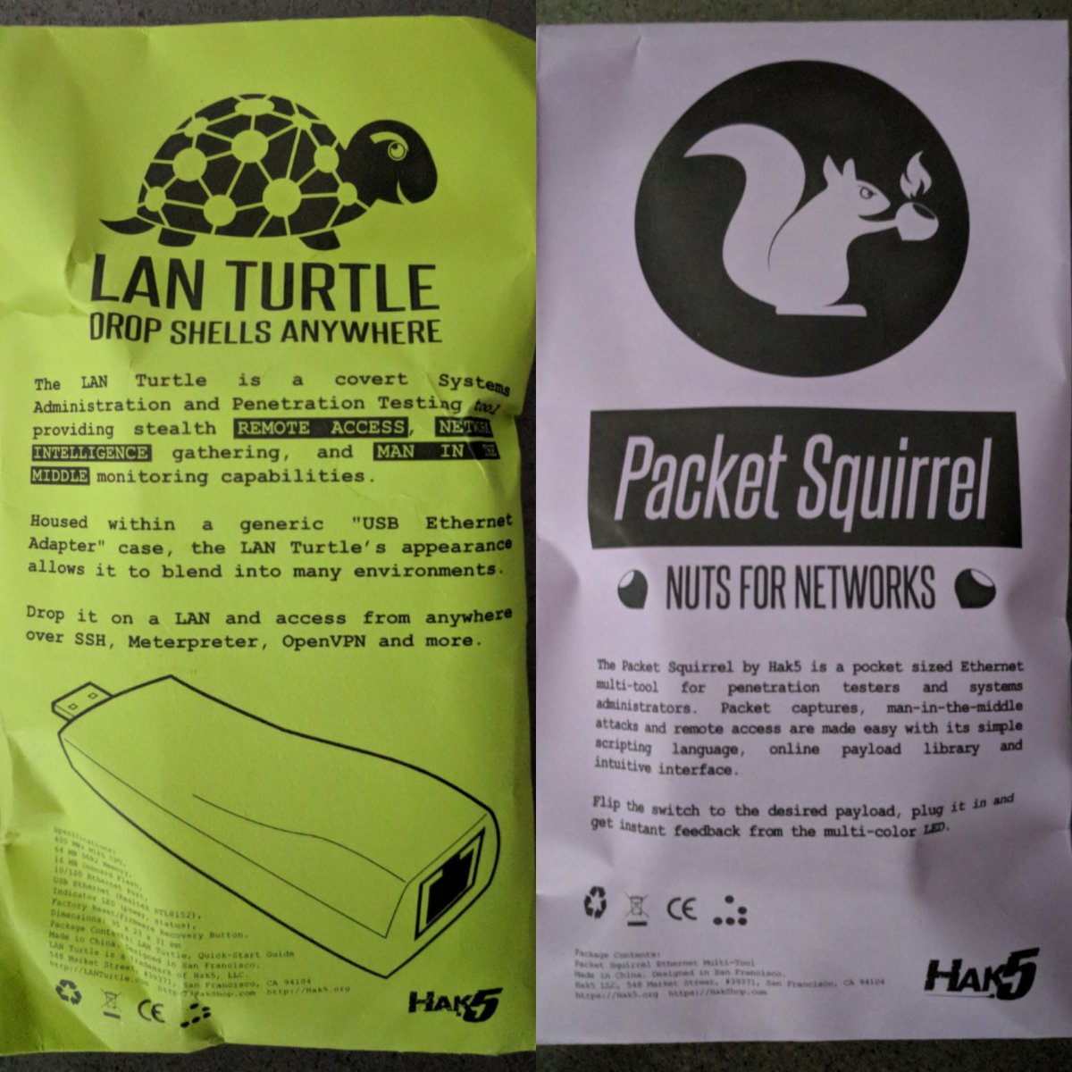 donds's tweet photo. I like adopting pets. Here's my pet turtle and squirrel.  Adopted from @Hak5 @hak5darren @Snubs #lanturtle #packetsquirrel https://t.co/f3OrFjICIy