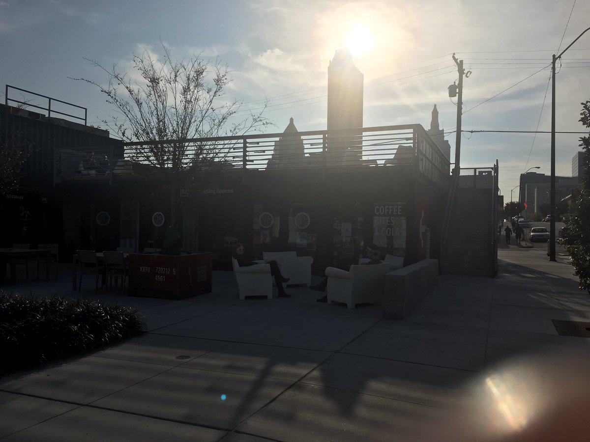 joyfulintulsa's tweet photo. Cool area! All made out of shipping containers. #theboxyard #downtowntulsa https://t.co/Ppn0EpISnu