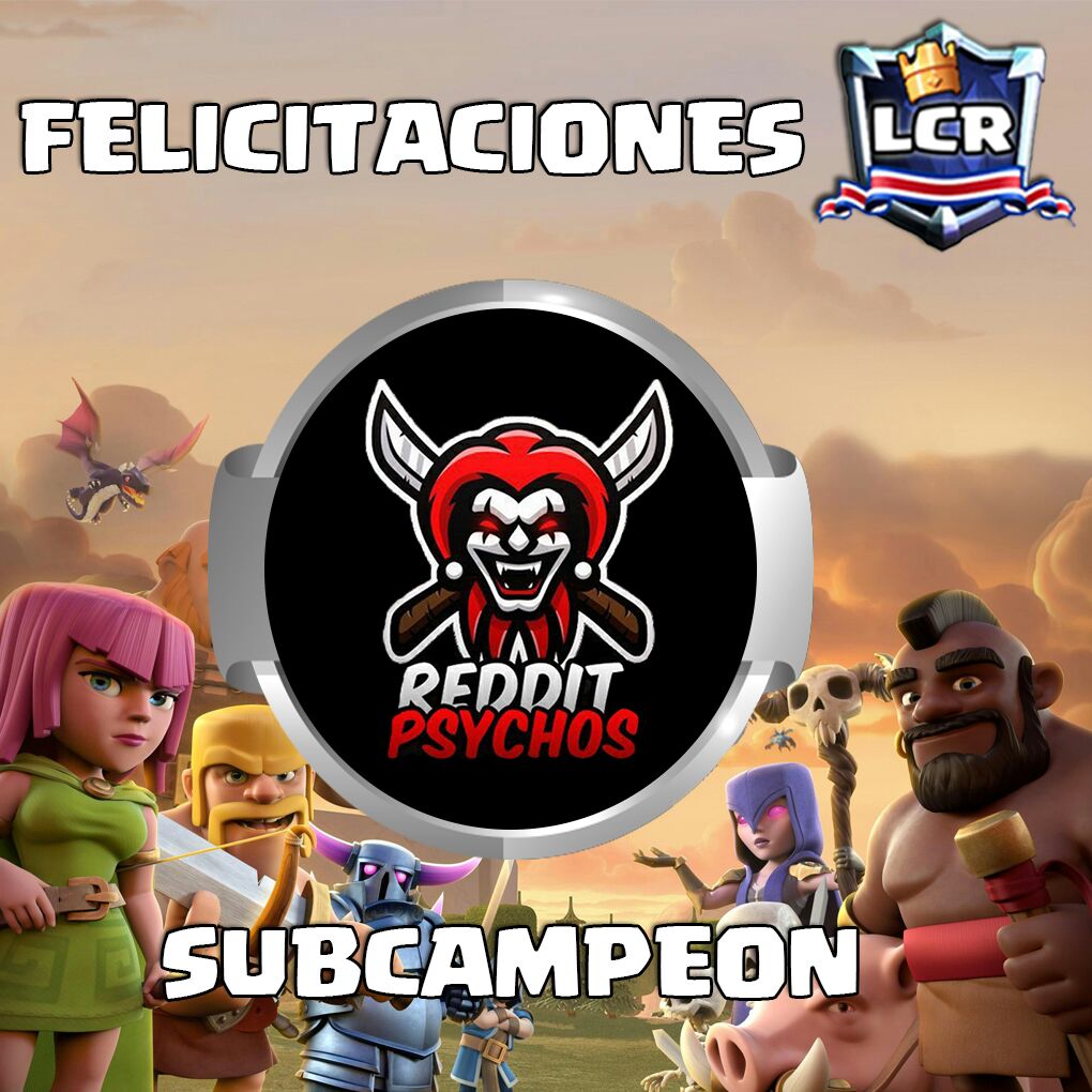 LCR_ClashRoyale's tweet photo. Felicitamos al 2ndo Lugar #RedditPsychos @Notorious_CRC por lograr el 2ndo lugar en la #LCR y espera la revancha en la próxima edicion. https://t.co/jrd0IrIxvB