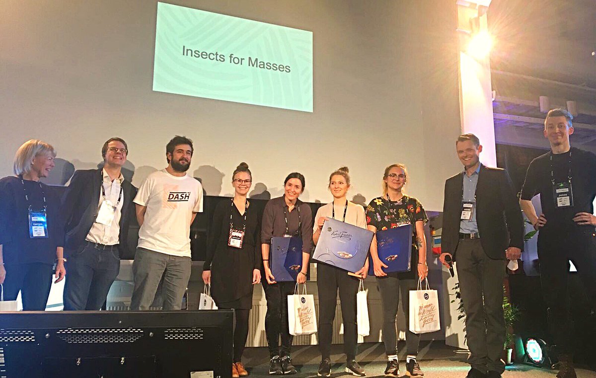 FazerGroup's tweet photo. Congrats winner ”Strange things inside” and also runner ups ”Sirkkari” & ”Dare to care”! #insectsformasses @TheDashHack https://t.co/ahCYC2fM9M