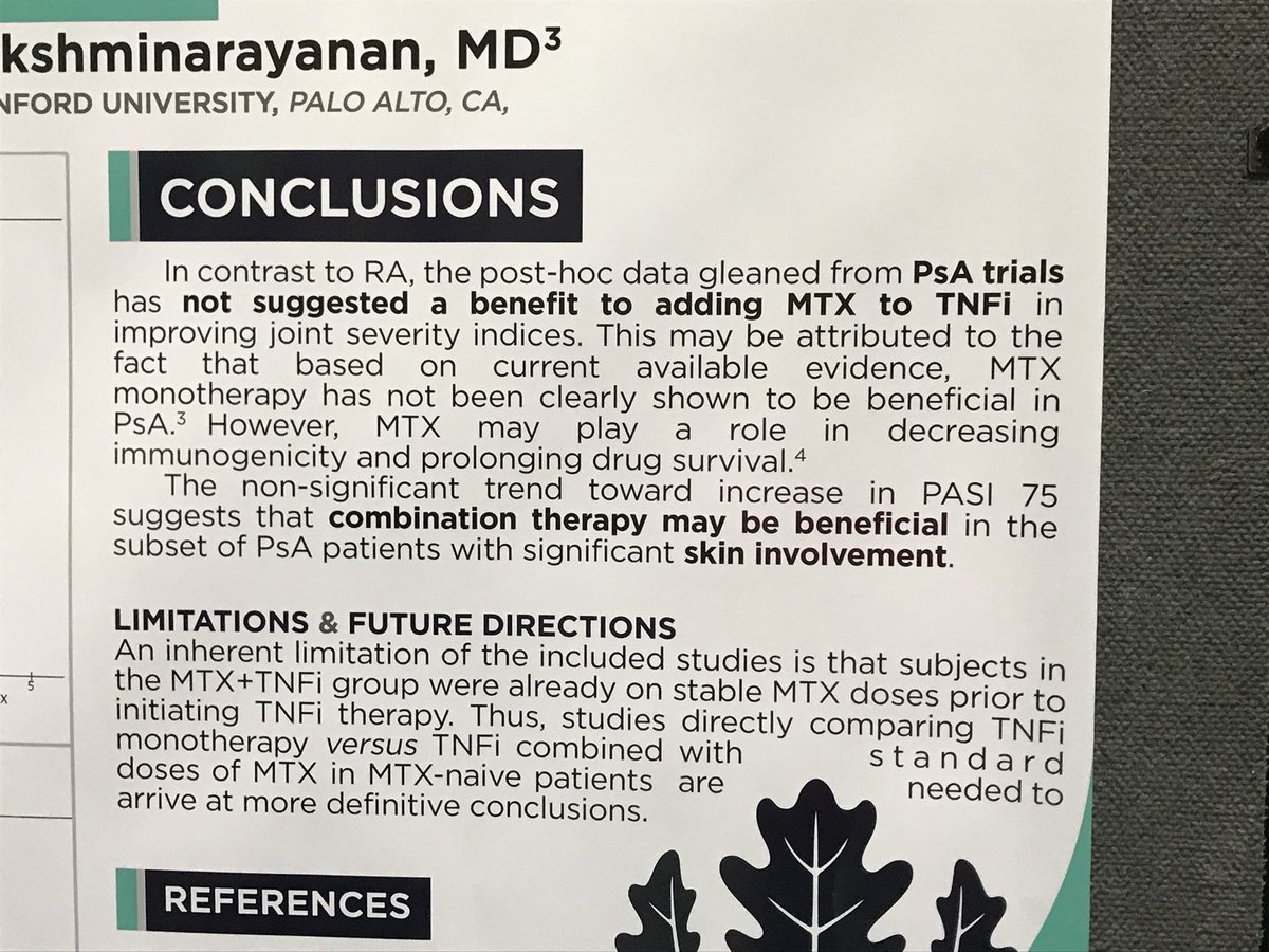 sylba2308's tweet photo. Interet du #methotrexate associé au #antitnf dans le #rhumpso #acr17 poster 636 https://t.co/FUOV46OXJE