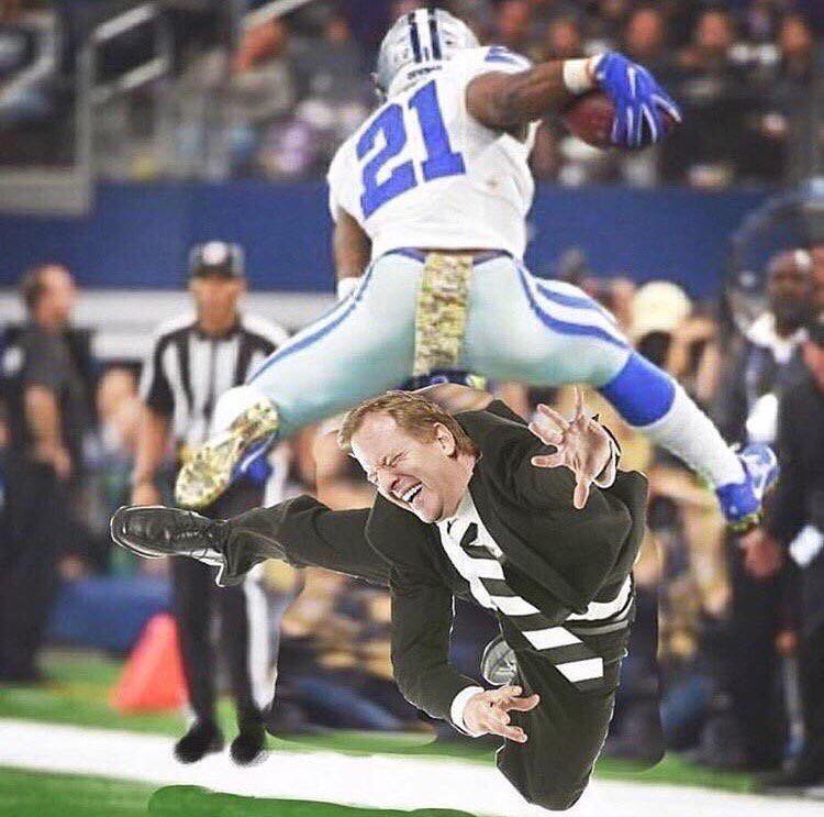 FFPC's tweet photo. Elliott 8, #goodell 2? We can't keep up with the #score anymore. #fantasyfootball https://t.co/jiacrgsumU