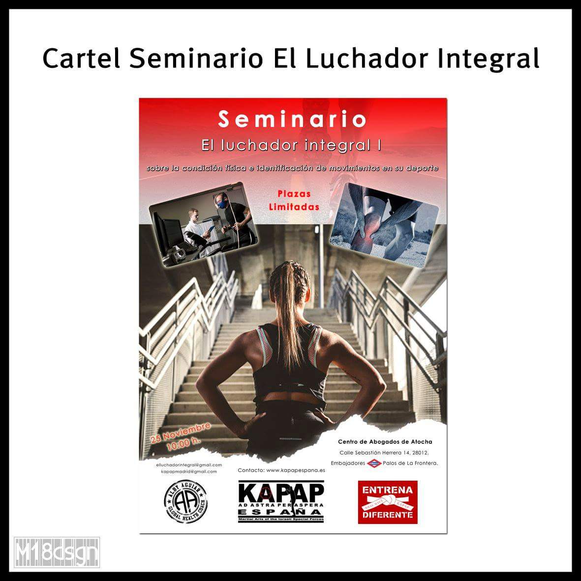 Cartel para el primer seminario de El luchador integral, en el que participa <a href="/EntrDiferente/">ENTRENA DIFERENTE</a>