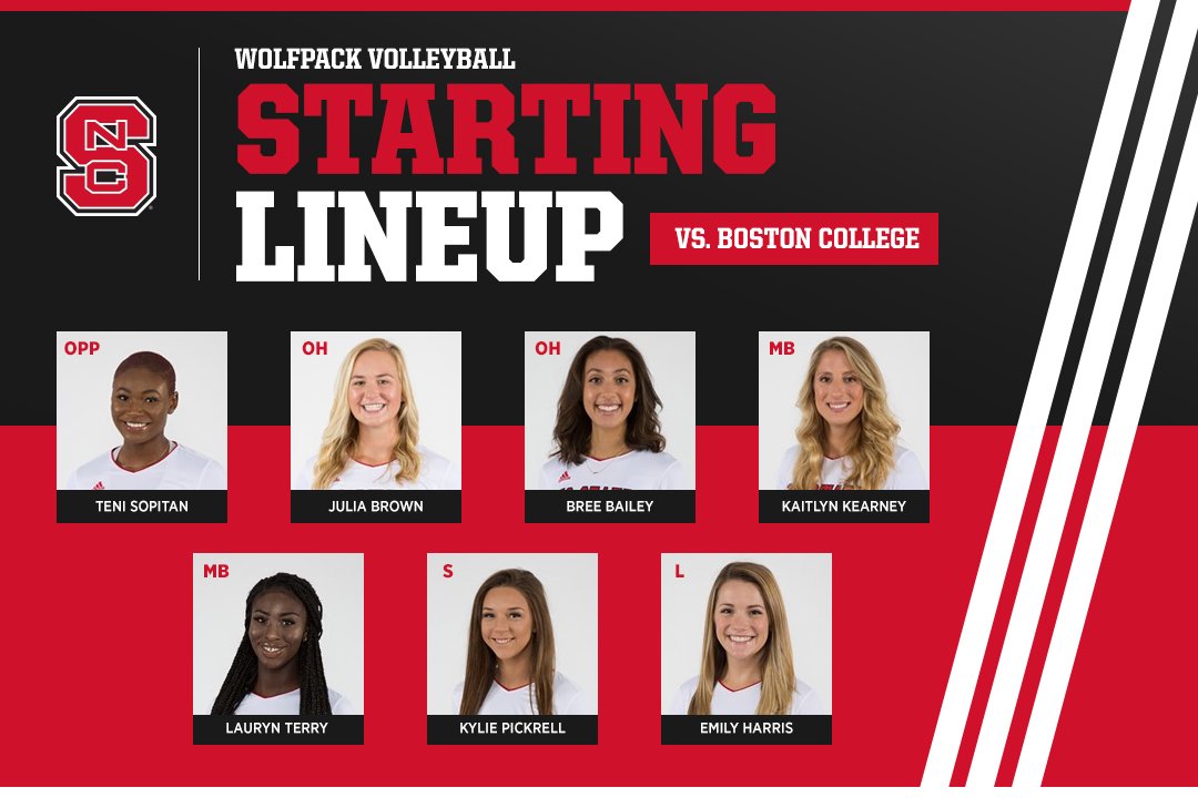 PackVball's tweet photo. #PackDig starting lineup against Boston College #GoPack https://t.co/9IB4lnwXSo
