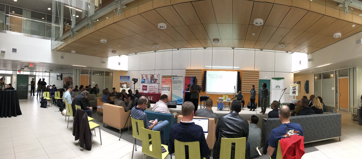 QuiringAE's tweet photo. The demos are well underway at #CFHhackathon @unccharlotte! Killer ideas from the technical & entrepreneurial tracks! @CarolinaFintech https://t.co/dE4dEHPhaV
