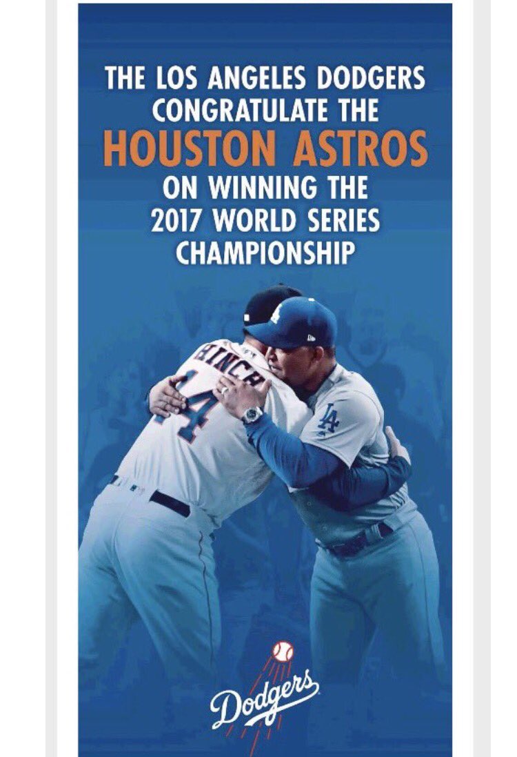 So absolutely proud to be a fan. Classy move <a href="/Dodgers/">Los Angeles Dodgers</a>. Ad from the Houston paper. Way to go.