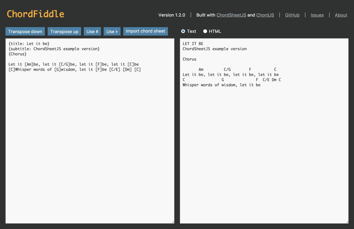 martijnversluis's tweet photo. ChordFiddle now supports importing a normal #chordsheet and having it converted to #chordpro! https://t.co/Pm75rXhsnN #javascript https://t.co/HBToxROwQ2