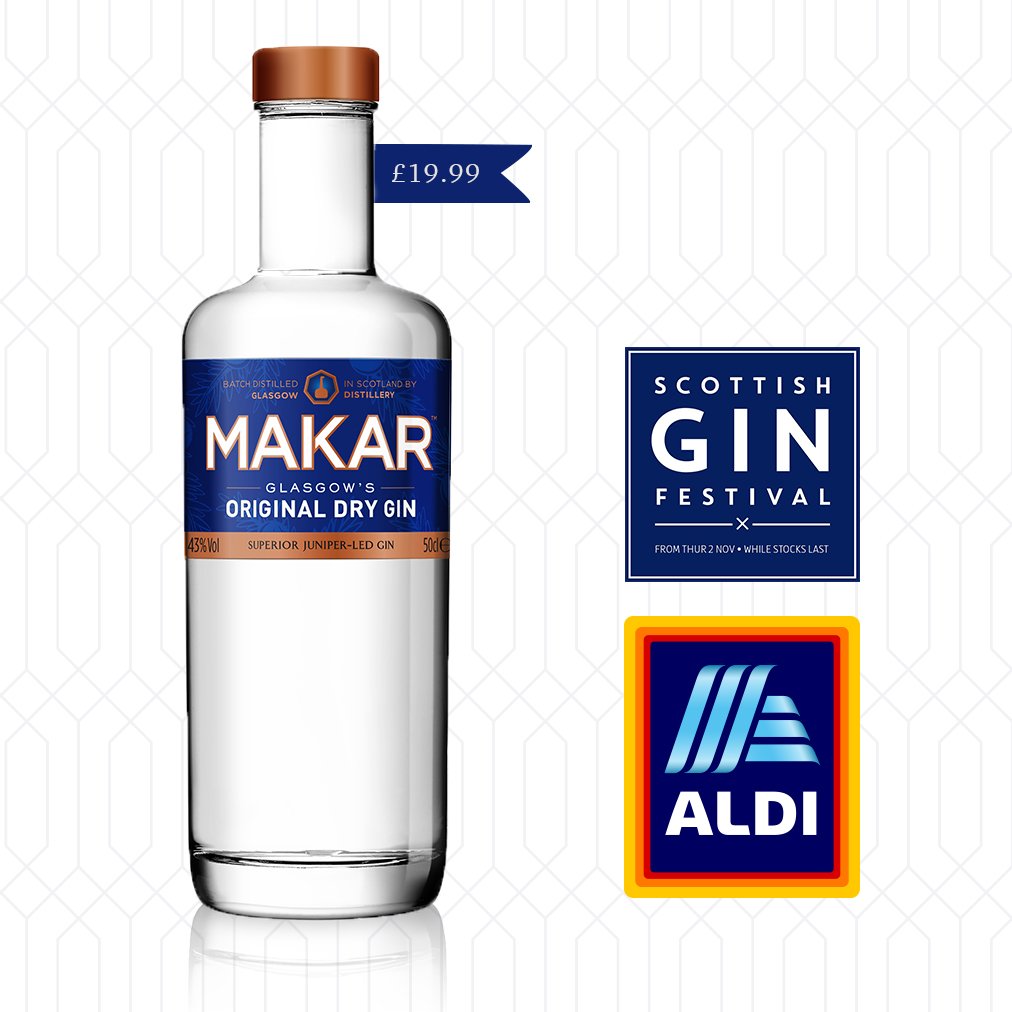 MakarGlasgowGin's tweet photo. We are delighted to enter @AldiUK across Scotland with an exclusive 50cl bottle - retailing at £19.99 https://t.co/x8frLxiWhF #scottishgin https://t.co/bN6bOnfhUv