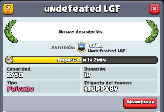 Undefeated_CR's tweet photo. #Torneo de #ClashRoyale.

Nombre: Undefeated LGF
Contraseña: undefeated https://t.co/xUZDoUsD4W