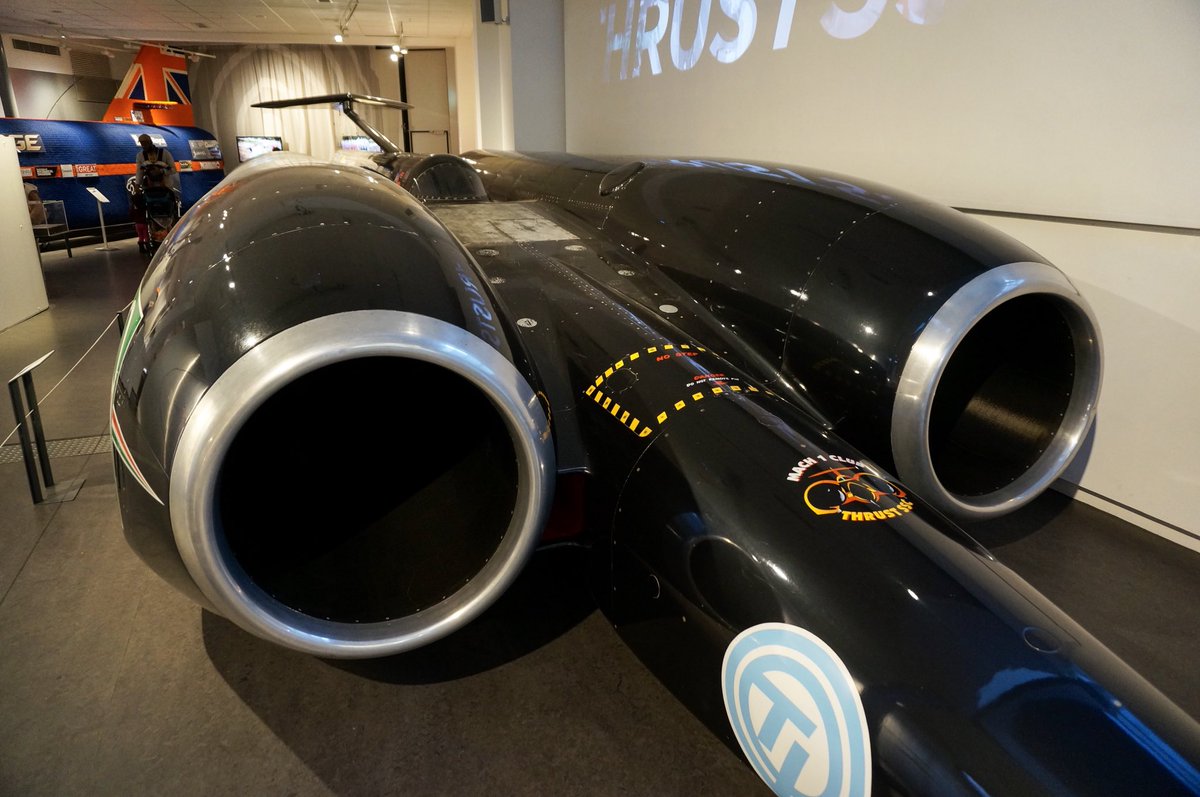 MrTristy1's tweet photo. #thrust2 & #thrustssc on display at @CovTM . Got inspired to go see them by the @BLOODHOUND_SSC test runs! #bestofbritish #speed https://t.co/LIGycGyPIM
