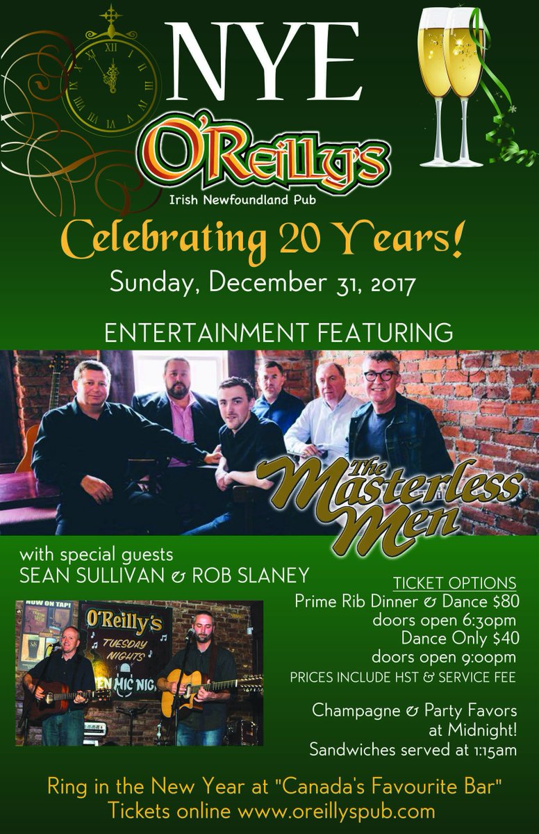 oreillys_pub's tweet photo. You can now order tickets for #NYE at O'Reilly's, featuring @masterlessmen w/special guests @SullivanSlaney! https://t.co/qyAo3kIBEM https://t.co/PfJbB3Z6Jn