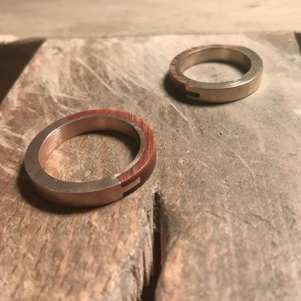 JeanneMarell's tweet photo. Sunday bench day. These special edition Dovetail wedding bands are almost finished! The one at the front in Fairtr… https://t.co/MCWHOKDn25 https://t.co/C3j81Po71o