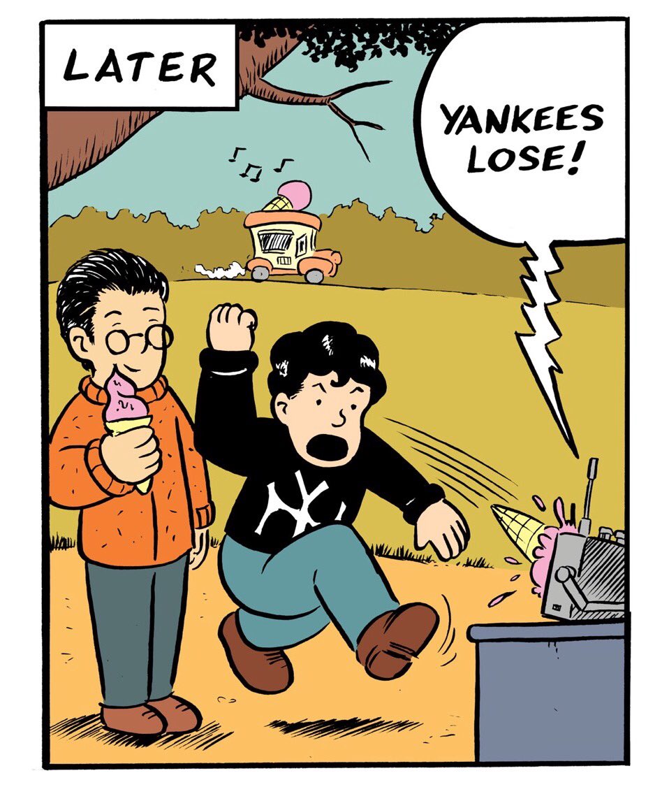 statrats's tweet photo. Today's Stat Rats is a lesson in fandom. Never move EVER if you want your team to win. Not even for ice cream 😉 #comics #statrats #yankees https://t.co/A2agWHJL7v