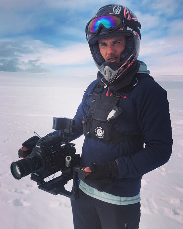 AFC @jimmyanderson98 all set to film a tracking sequence across one of the world’s largest glaciers. Canon C300mkii & our @letus35 Helix