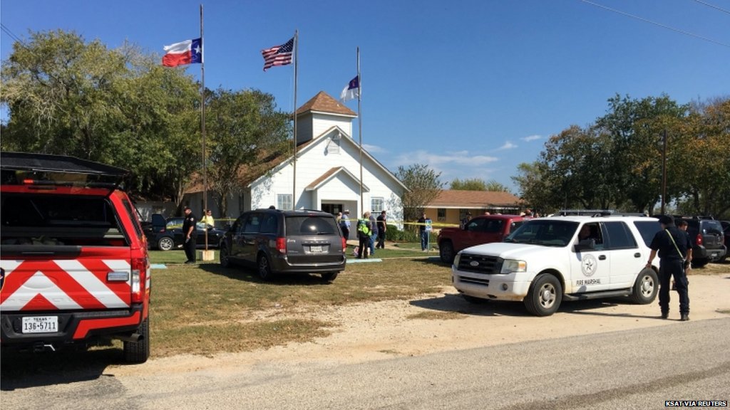 BBCBreaking's tweet photo. @BBCBarbaraPlett Sutherland Springs shooting

• Reports say 27 people dead 
• At least 20 injured
• Gunman killed

Follow latest: https://t.co/0RbN7roatU https://t.co/pv1KVb1bzH