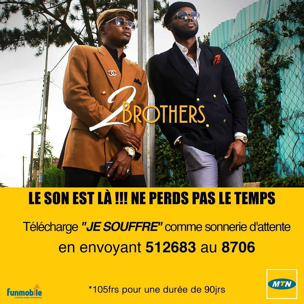 Funmobile_CMR's tweet photo. Personalize your ring-back tone with #2brothers' hit #jesouffre.
Amazing voices and hit that can only bring joy to your callers.
#MTNZIK https://t.co/iPRujTfV9G
