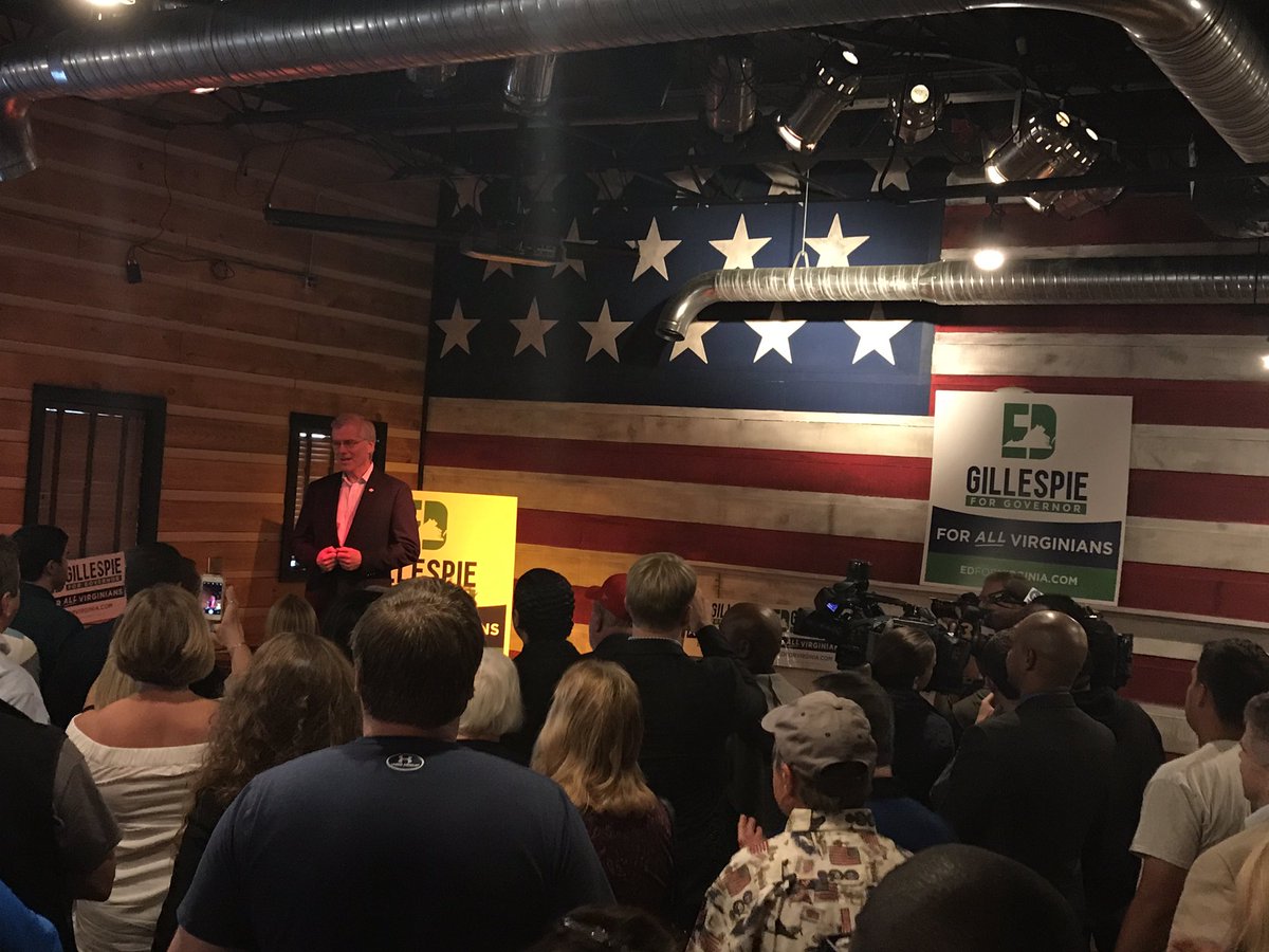 PeterAFinocchio's tweet photo. Great to see our great former Governor @BobMcDonnell here for our future Governor @EdWGillespie! #BobsforJobs #GForce #EdforVA #LeadRight https://t.co/hNg502fdw3