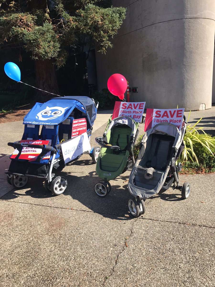 colbert_ella's tweet photo. Strollers used to show that Alta Bates is the "birthplace of the East Bay" #StrollerBrigade https://t.co/fMVVe1jp75