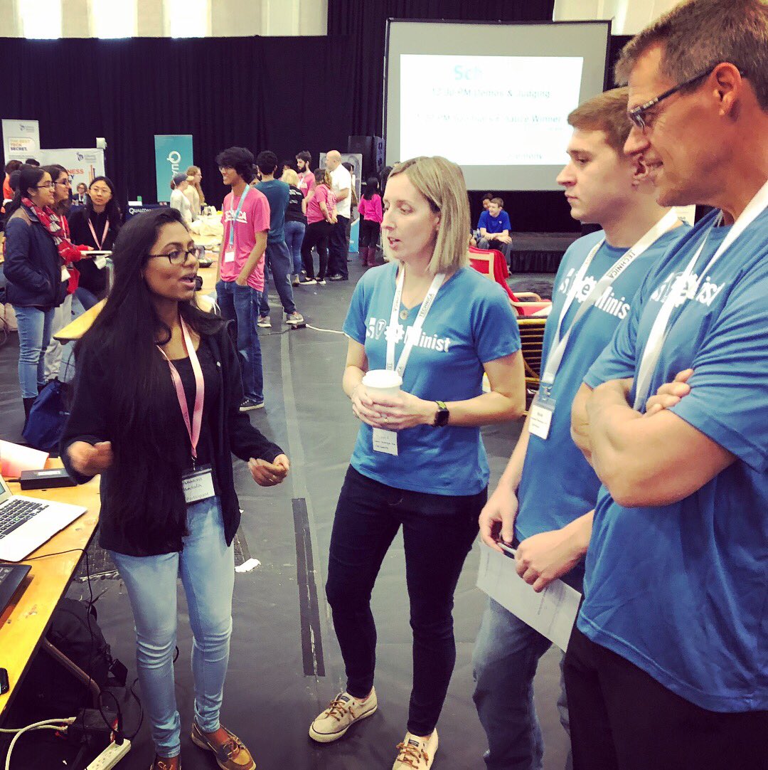 Getting a demo from the prize-winning MyGraphs author at the <a href="/gotechnica/">Technica</a> All-Women Hackathon. #Technica2017