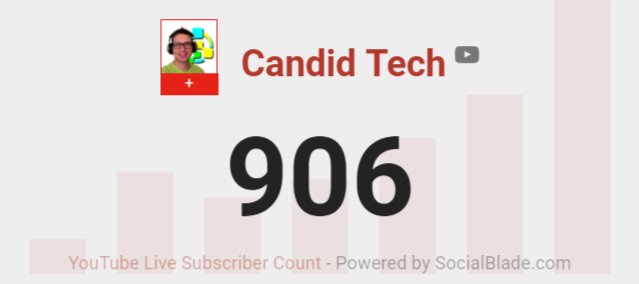 CandidTechTV's tweet photo. Surpassed 900 subscribers the other night - thanks to everyone who has supported Candid Tech so far and going forward. Here's to a quick 1000!
#CandidTech #tech #YouTube #ThankYou https://t.co/up0t7hs0Cf