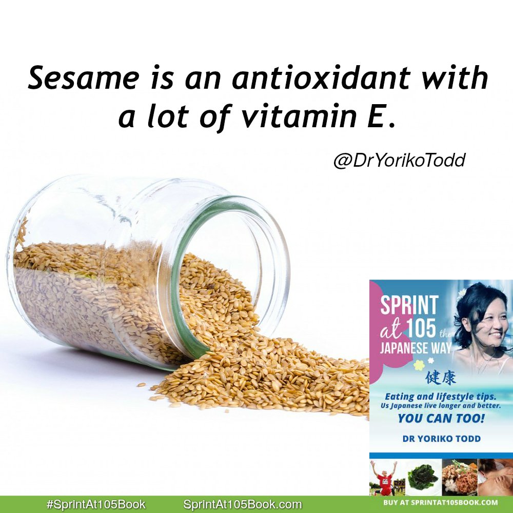 DrYorikoTodd's tweet photo. "Sesame is a great antioxidant with a lot of vitamin E".
~ @DrYorikoTodd 
#SprintAt105Book 
https://t.co/vT6oiSv8KT https://t.co/t8qMf5LcTj