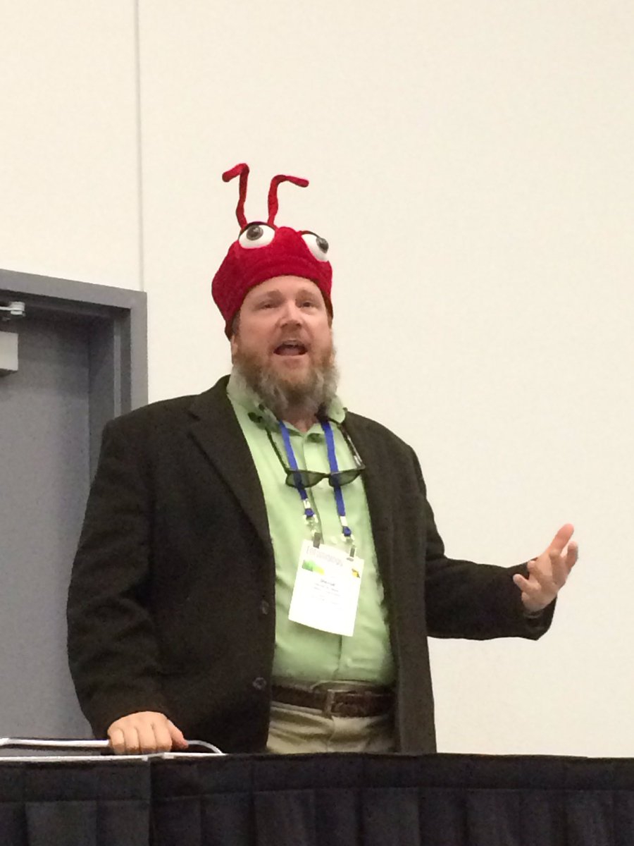 OriginalBugNerd's tweet photo. Outreach Pro-tip: you have to have a hat! #EntSoc17 #Outreach #Entomology https://t.co/UYvs6E7qrl