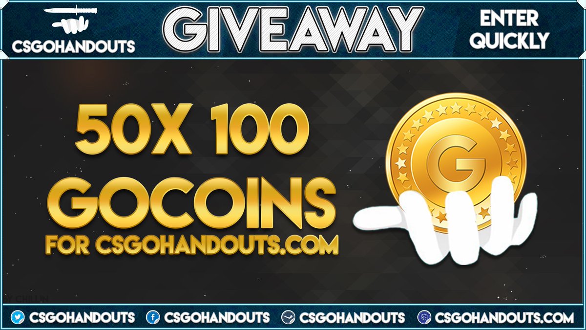 50x 100 GoCoins for CSGOHandouts.com ! GIVEAWAY to celebrate the new dark theme. gleam.io/hVZNw/50-x-100… #giveaway #csgo #skins