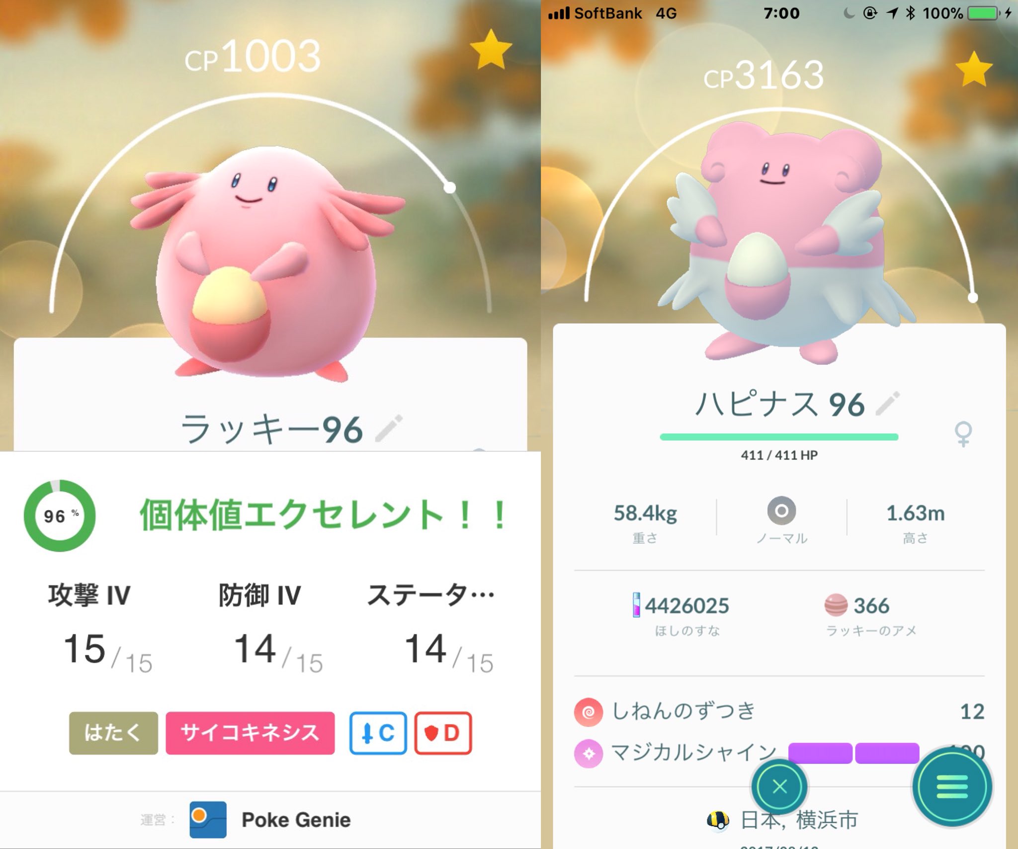 まぁくん ポケモンgo Pa Twitter ジム配置の為に ラッキーさんにハピナスさんへ進化して貰いました そして貴重な星の砂１８１０００を使ってmax強化しちゃいました ハピナスさん頑張って防衛して下さいね ポケモンgo ハピナス ラッキー 強化 T Co