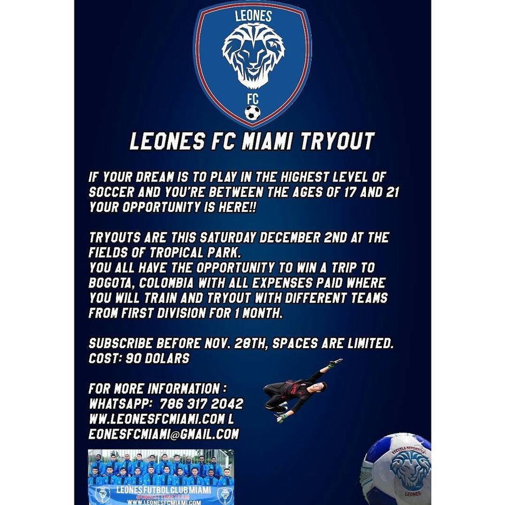 LeonesFCMiami's tweet photo. ¡Don't lose thid Big opportunity that Leones FC Miami si offering to you!
Contact us to get more information!✊
#LeonesFcMiami https://t.co/egQ7dEAgbB