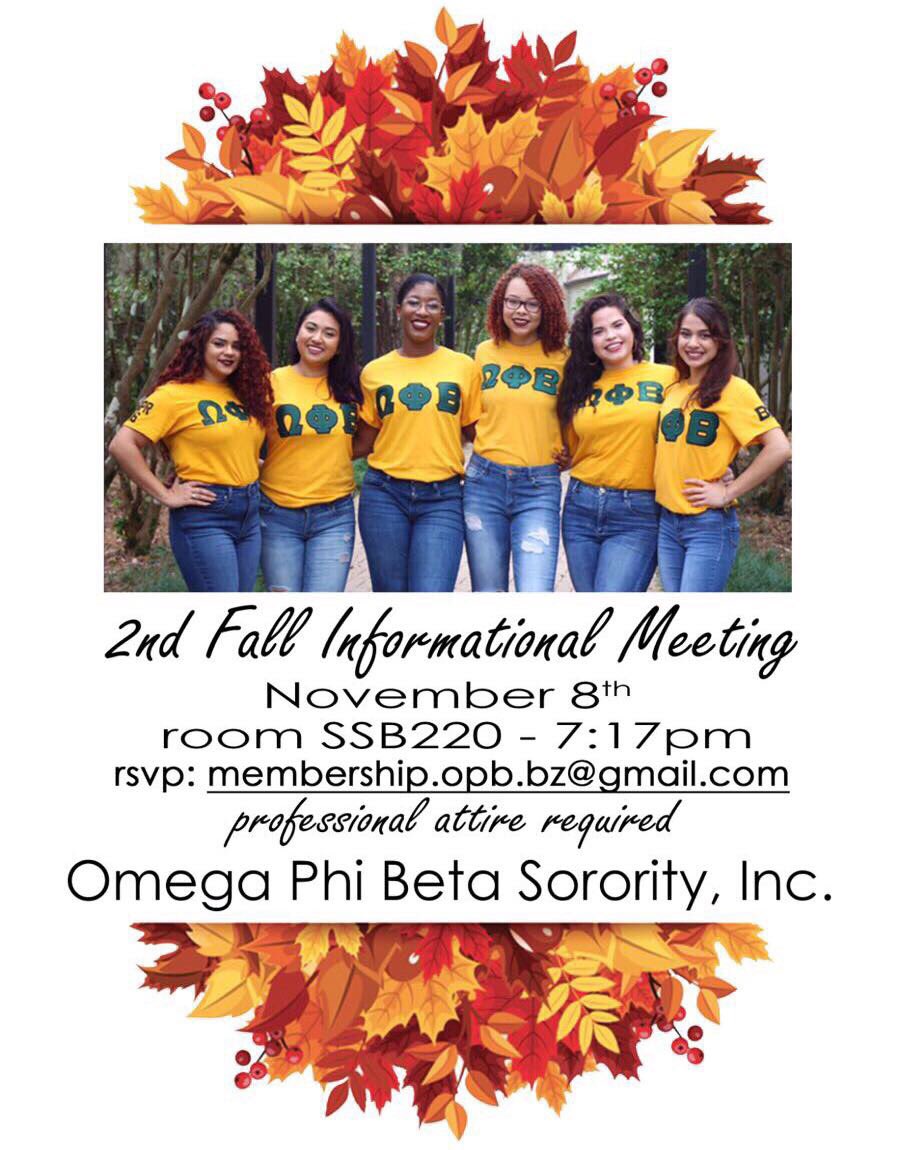 Join the Radiant Sisters of Omega Phi Beta Sorority, Incorporated 🌻 on ✨November 8th, 2017 at 7:17PM✨to learn more about our Sisterhood.