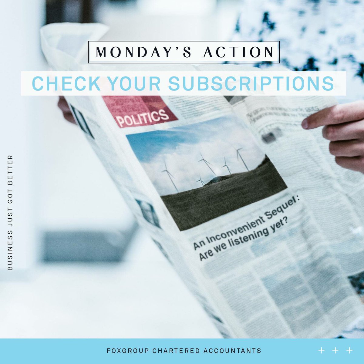foxgroupaus's tweet photo. #MondayAction Review your subscriptions ✔Read about this 'Money Hack' on our latest blog >https://t.co/CtikGuvGmZ https://t.co/pG5R7O7aTQ