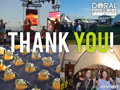 DoralFoodnWine's tweet photo. It’s been 2 days of tasteful food, refreshing drinks and great bands. Thank you so much City of Doral. Hope to see you next year! #DFWF2017🙌 https://t.co/4CKVMrmvcZ