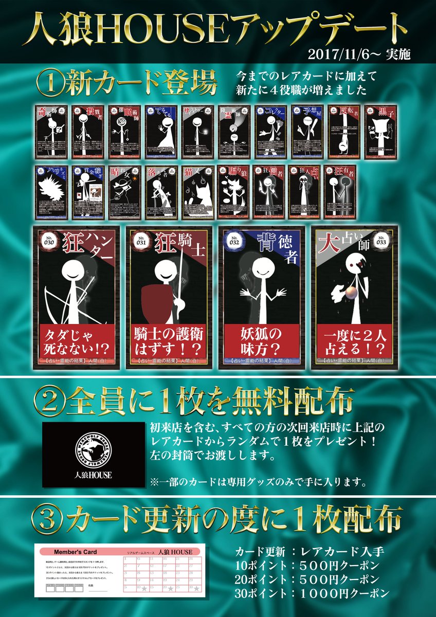 人狼house 渋谷 全国総合 Twitterren 新カードのご紹介 狂ハンター No 30 死んでもタダじゃ死なない狂人さん 死んだと同時にカードをオープンして誰かを道連れに撃ち殺してしまいます 間違って人狼を当てないように注意 残した方がいいか 早めに倒した方
